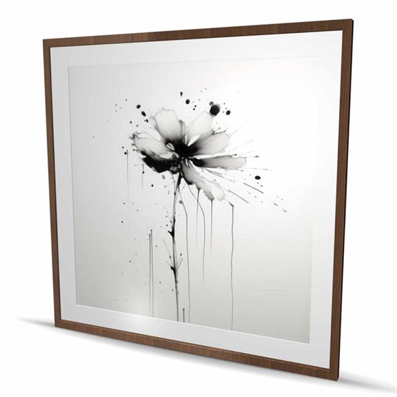 Begin Home Decor C1FM4848MG4M54 48 x 48 in. Exploding Flower - White Framed Matted Print for Home Decor