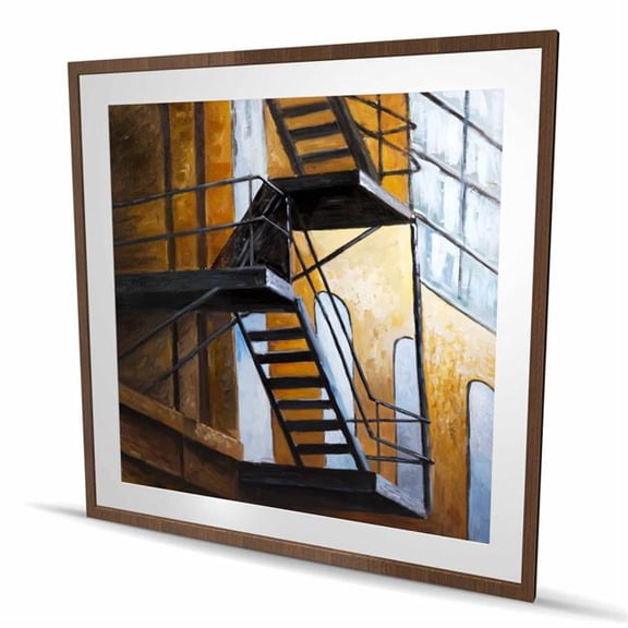 Begin Home Decor C1FM4848MWTCB3 48 x 48 in. Apartment Building Escape NYC - Framed Matted Print Decor