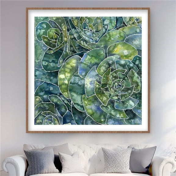 Begin Home Decor C1FM4848N1YM6W 48 x 48 in. Abstract Succulents - Hygge Cactus Framed Matted Print Decor