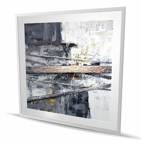 Begin Home Decor C1FM4848NOY7J0 48 x 48 in. Texturized Paint Splashing Stripes - Abstract Framed Print