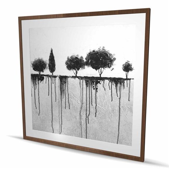 Begin Home Decor C1FM4848OC59XQ 48 x 48 in. Ink Bleeding Trees - Framed Matted Print Wall Art - Home Decor Art