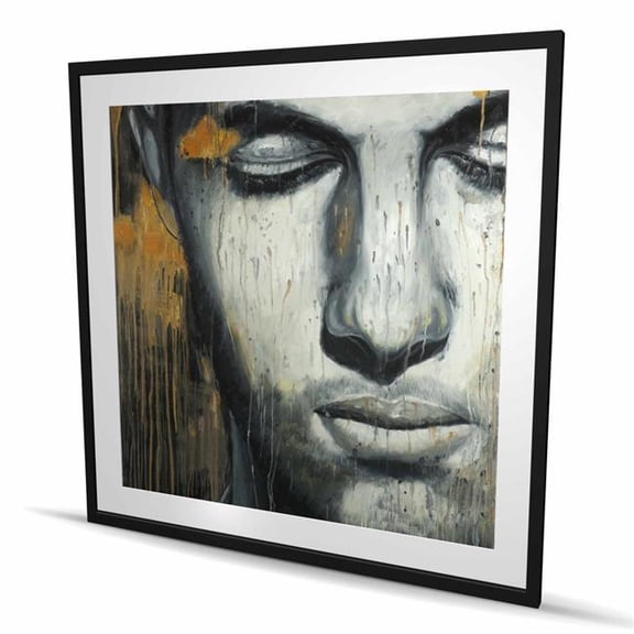 Begin Home Decor C1FM4848ORH8CX 48 x 48 in. Abstract Man Face - Bedroom Framed Matted Print for Decor