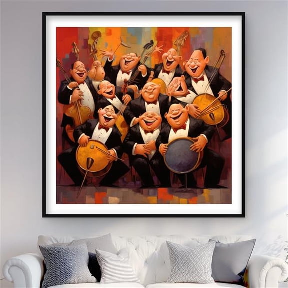 Begin Home Decor C1FM4848P7DME0 48 x 48 in. Musical Joy - Contemporary Abstract Framed Matted Print
