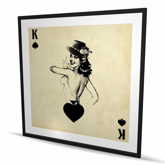 Begin Home Decor C1FM4848PBQ0WS 48 x 48 in. King of Spades - Man Cave Black Framed Matted Print Decor