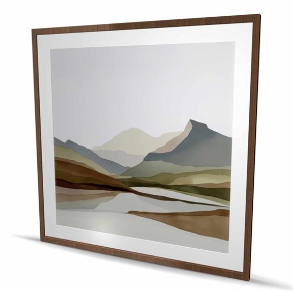 Begin Home Decor C1FM4848PBYLHH 48 x 48 in. Mountains - Landscapes Brown Framed Matted Print for Decor