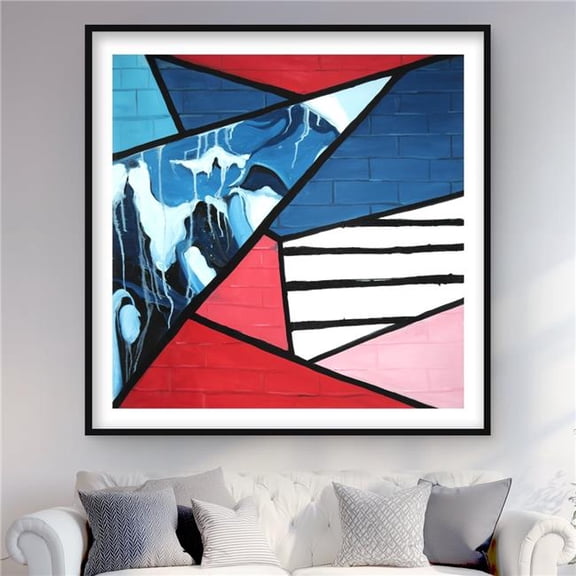 Begin Home Decor C1FM4848PP6Q3N 48 x 48 in. Diagonal Unity - Red Office Framed Matted Print Wall Art - Home Decor