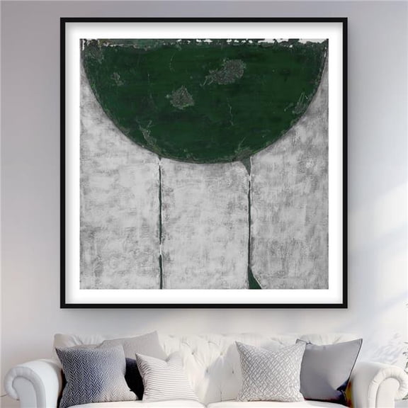 Begin Home Decor C1FM4848PQK9JG 48 x 48 in. Green Half Circle - Framed Matted Print Wall Art for Home Decor