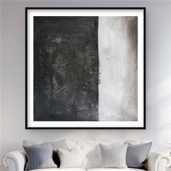 Begin Home Decor C1FM4848PUXTZ0 48 x 48 in. Abstract Shape - White Framed Matted Print for Home Decor