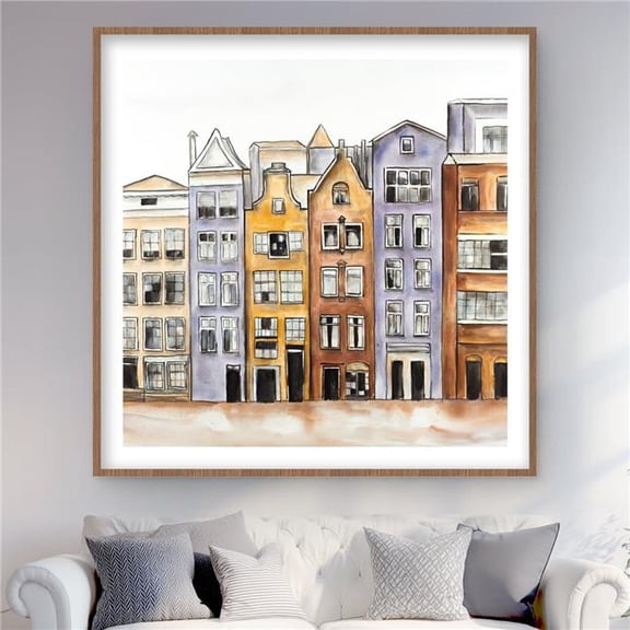 Begin Home Decor C1FM4848QGXCEN 48 x 48 in. Amsterdam Houses Hotel - Framed Matted Print for Home Decor