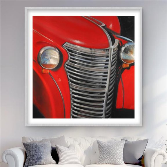 Begin Home Decor C1FM4848RQO2OZ 48 x 48 in. 50 Car Grid Closeup - Framed Matted Print Wall Art for Home Decor