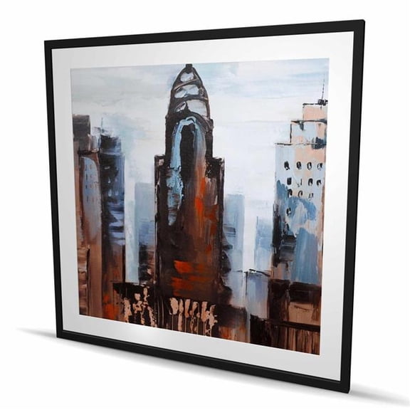 Begin Home Decor C1FM4848RWU9HD 48 x 48 in. Sullen Day in the City - Gray Contemporary Framed Print