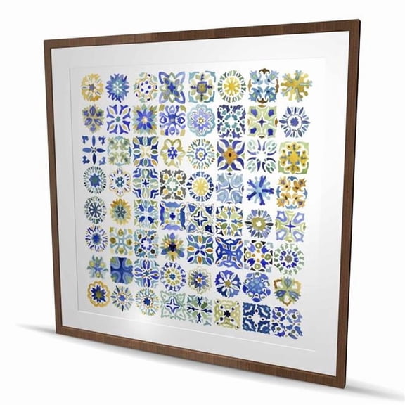 Begin Home Decor C1FM4848S5NDE7 48 x 48 in. Watercolor Traditional Moroccan Tiles - Matted Print Decor