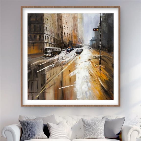 Begin Home Decor C1FM4848SX7DY7 48 x 48 in. Abstract City Street - Framed Matted Print Wall Art for Home Decor