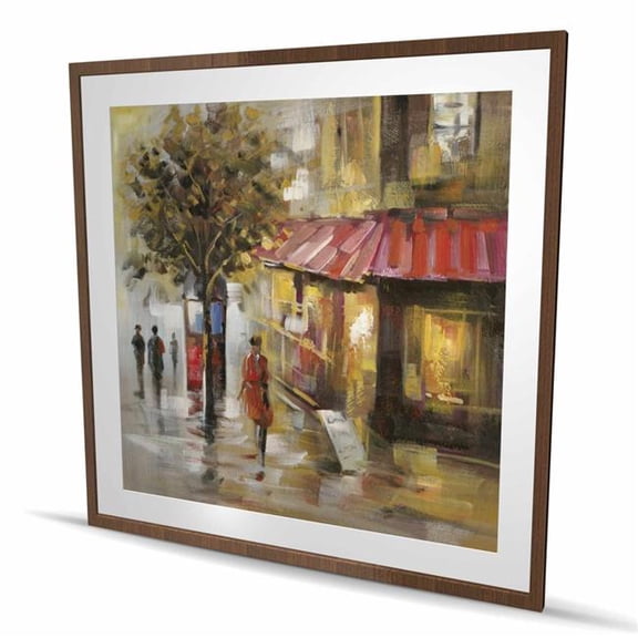 Begin Home Decor C1FM4848T7TPH7 48 x 48 in. Abstract Street with Passers - Man Contemporary Framed Print