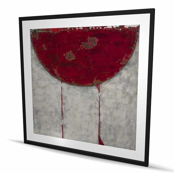 Begin Home Decor C1FM4848TM9LBD 48 x 48 in. Red Half Circle - Bedroom Shapes Framed Matted Print Decor