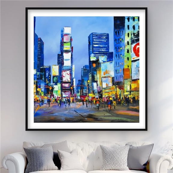 Begin Home Decor C1FM4848TPR62O 48 x 48 in. Cityscape in Times Square - Blue Man Framed Matted Print