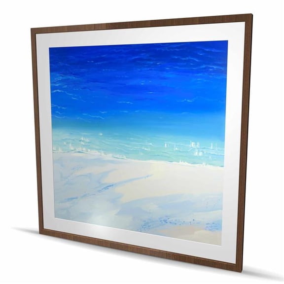 Begin Home Decor C1FM4848TT14MB 48 x 48 in. Satellite View of the Ocean - Exotic Beach Framed Print Wall Art