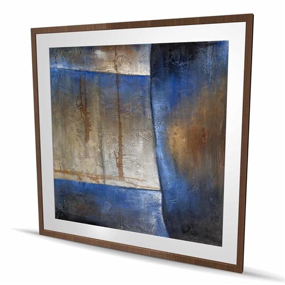 Begin Home Decor C1FM4848TU6PWO 48 x 48 in. Luminous Blue & Bronze Shape - Framed Matted Print Decor