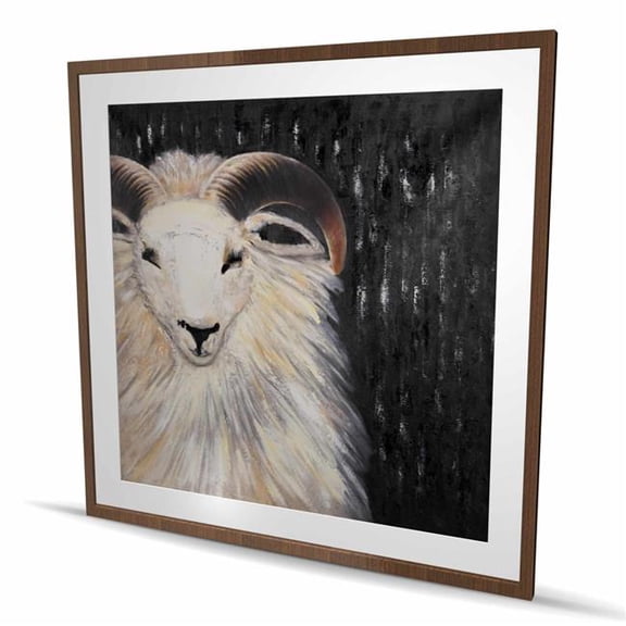Begin Home Decor C1FM4848TXGXGJ 48 x 48 in. Bushy Ram - Brown Framed Matted Print - Farm Animal Decor