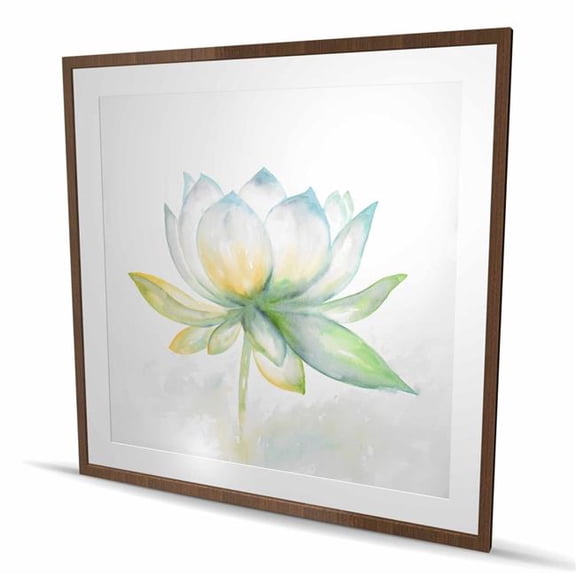 Begin Home Decor C1FM4848UOY06C 48 x 48 in. Lotus Flower Framed Matted Print Wall Art - Floral Bedroom Decor