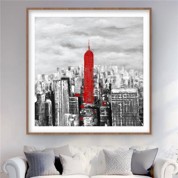 Begin Home Decor C1FM4848VMCSAA 48 x 48 in. Empire State Building Print - Industrial Bedroom Decor - NYC