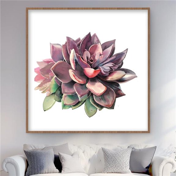 Begin Home Decor C1FM4848VZXVT0 48 x 48 in. Succulent - Exotic Green Framed Matted Print Wall Art for Home Decor