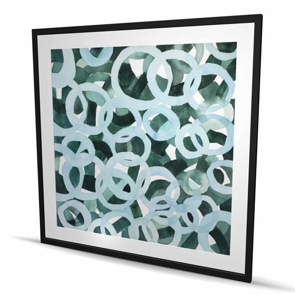 Begin Home Decor C1FM4848W2QLWG 48 x 48 in. Abstract Circles - Framed Matted Print Wall Art for Home Decor