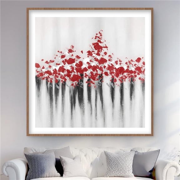 Begin Home Decor C1FM4848W38OC8 48 x 48 in. Falling Red Dot - Contemporary Abstract Framed Print Decor
