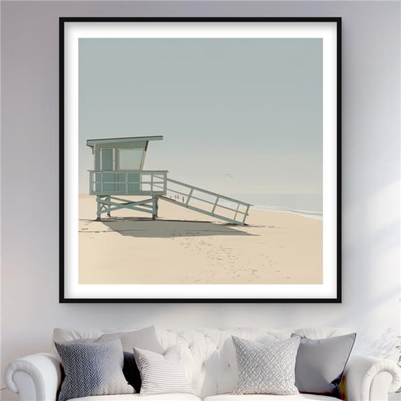 Begin Home Decor C1FM4848WFFU7Y 48 x 48 in. Coast Guard Blue Coastal Framed Matted Print for Home Decor