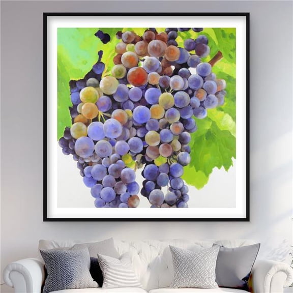 Begin Home Decor C1FM4848WFGL8U 48 x 48 in. Bunch of Grapes - Kitchen Illustrated Framed Print for Decor