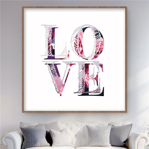 Begin Home Decor C1FM4848WHWR3B 48 x 48 in. Love Bloom - Bedroom Shapes Framed Matted Print - Home Decor