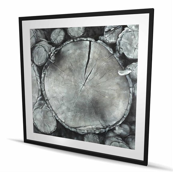 Begin Home Decor C1FM4848X4M0FL 48 x 48 in. Stacked Wood Logs - Monochrome Trees Framed Print for Decor