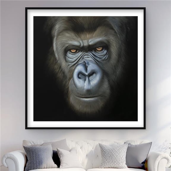 Begin Home Decor C1FM4848XOIX2G 48 x 48 in. Gorilla Face - Wildlife African Framed Matted Print Decor