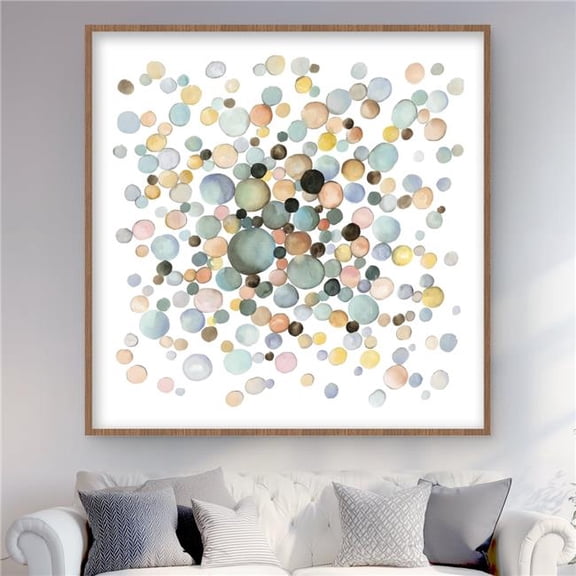 Begin Home Decor C1FM4848Y1LXL9 48 x 48 in. Little Bubbles - Shapes Office Framed Matted Print for Decor