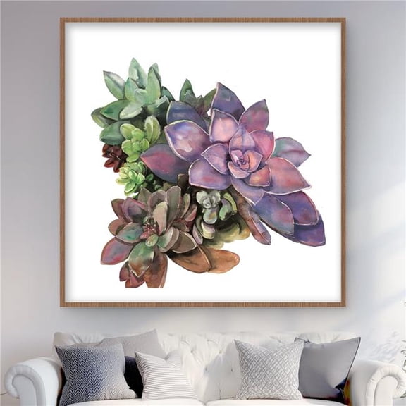 Begin Home Decor C1FM4848Y53MOS 48 x 48 in. Succulent Plant - Framed Matted Print Wall Art for Living Room Decor