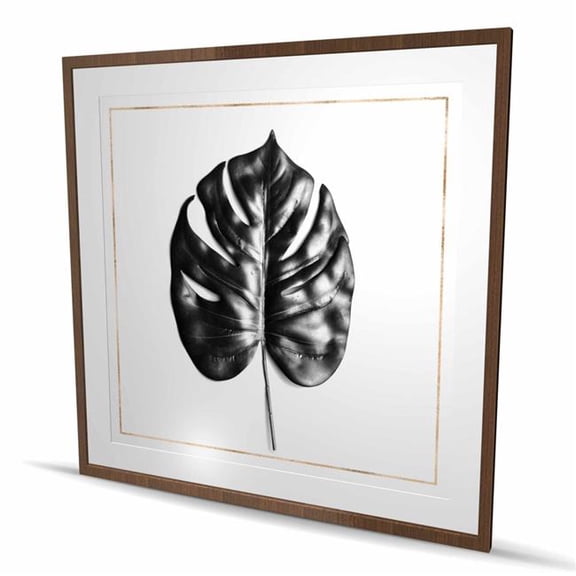 Begin Home Decor C1FM4848YBVUCM 48 x 48 in. Split Leaf Philodendron with Gold Lines - Gold Framed Print