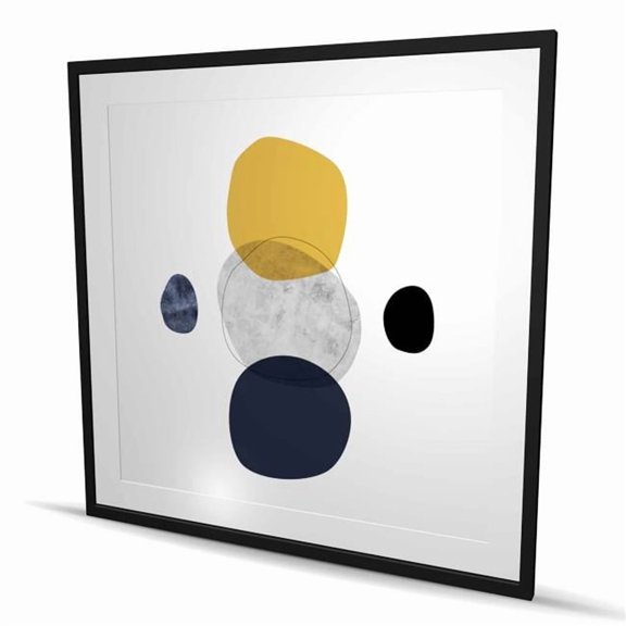Begin Home Decor C1FM4848YT1TFC 48 x 48 in. Spheres - Shapes Abstract Framed Matted Print for Home Decor