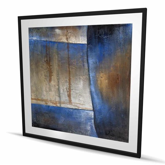 Begin Home Decor C1FM4848YYDL2Z 48 x 48 in. Luminous Blue & Bronze Shape - Industrial Framed Print Wall Art