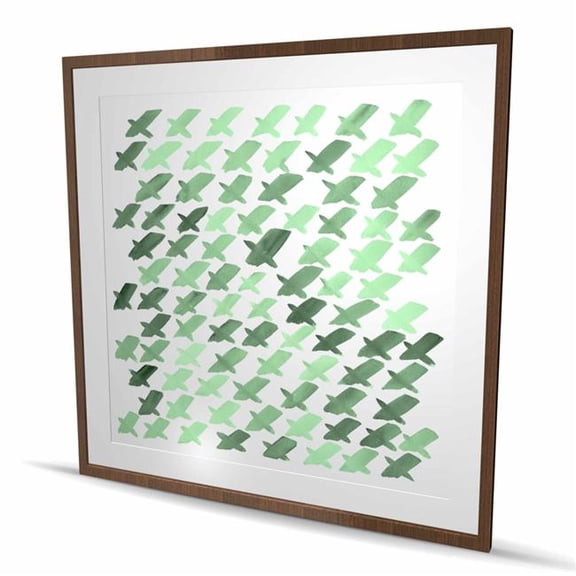 Begin Home Decor C1FM4848Z4CUD3 48 x 48 in. Green Pattern X - Neo Mint Shapes Framed Matted Print Decor