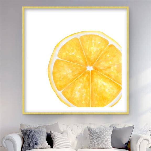 Begin Home Decor C1FM4848Z8WIGA 48 x 48 in. Lemon Slice - Kitchen Illustrative Framed Matted Print Decor