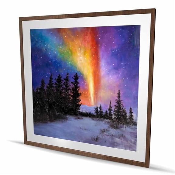 Begin Home Decor C1FM4848ZSQF6A 48 x 48 in. Aurora Borealis in the Forest - Contemporary Trees Print