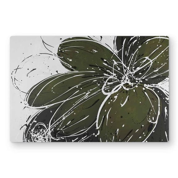 Begin Home Decor C1MP121858K4T8 12 x 18 in. Green Flower with Splash Outline Wall Art - Floral Metal Print Decor
