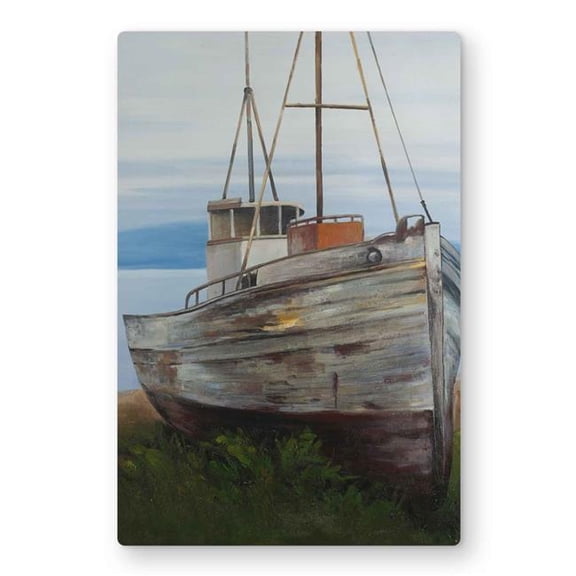 Begin Home Decor C1MP1218CL54DT 12 x 18 in. Old Abandoned Boat - Marine Bedroom Metal Print Wall Art - Home Decor
