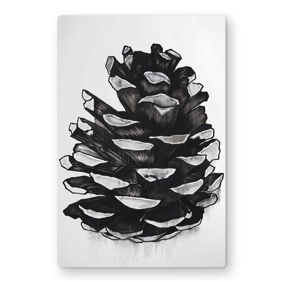 Begin Home Decor C1MP1218EUD6W2 12 x 18 in. Pine Cone - Black & White Metal Print Wall Art for Holiday Decor