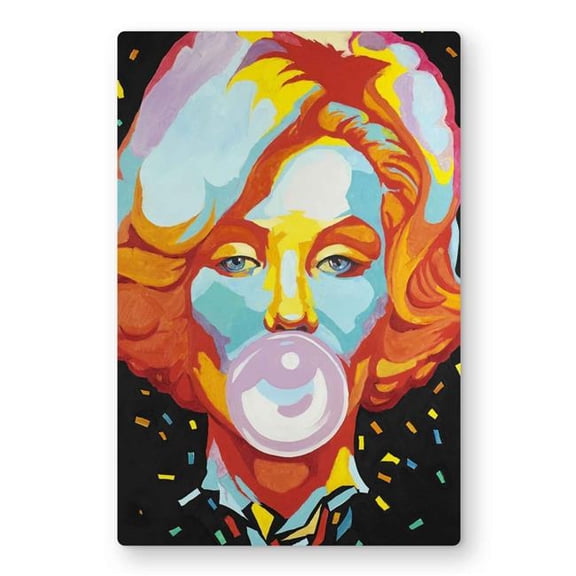Begin Home Decor C1MP1218HVMIQM 12 x 18 in. Colorful Marilyne Monroe Bubblegum Wall Art - Blue Metal Print Decor