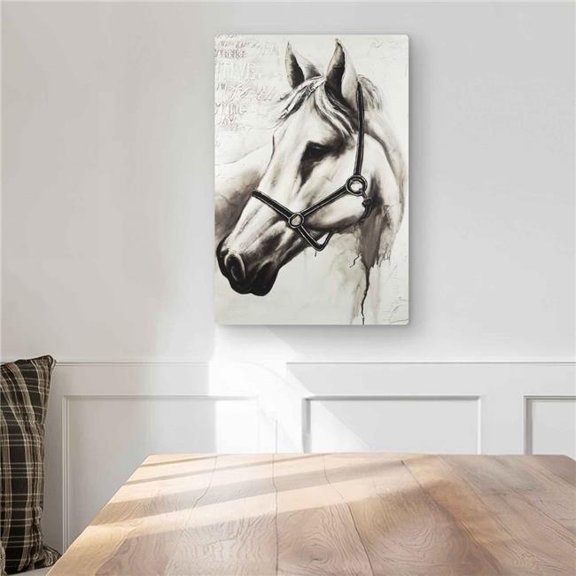 Begin Home Decor C1MP1218KHOVK1 12 x 18 in. Flicka the White Horse Wall Art - Minimalist Metal Print