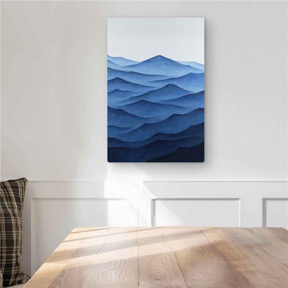 Begin Home Decor C1MP1218QX4EDO 12 x 18 in. Dark Calm Ocean Waves - Marine White Metal Print Wall Art - Decor