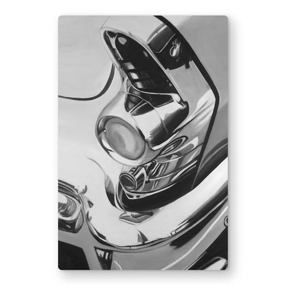 Begin Home Decor C1MP1218R87GY2 12 x 18 in. Beautiful Chrome Car - Gray Metal Print Wall Art for Home Decor