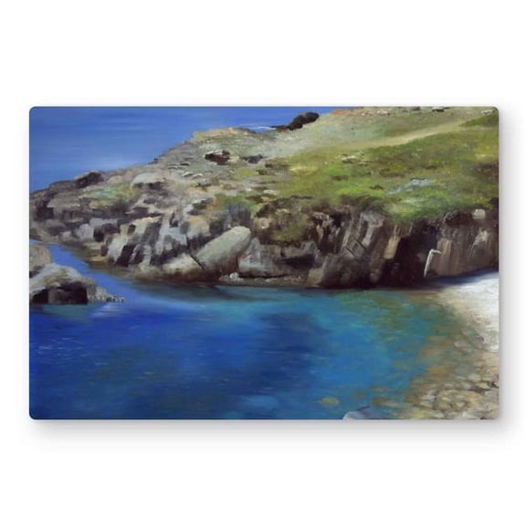 Begin Home Decor C1MP1218UQ6KGY 12 x 18 in. Spanish Coast Sea Blue Metal Print Wall Art - Home Decor Accent