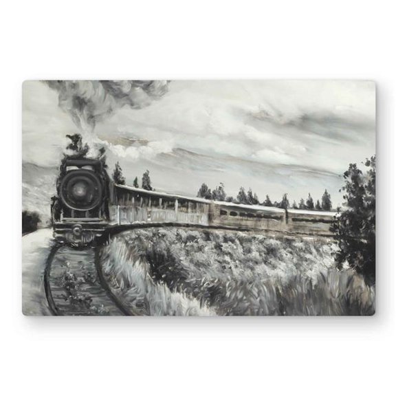 Begin Home Decor C1MP1218WKV91R 12 x 18 in. Steam Engine Train Gray Metal Print Wall Art - Home Decor Art